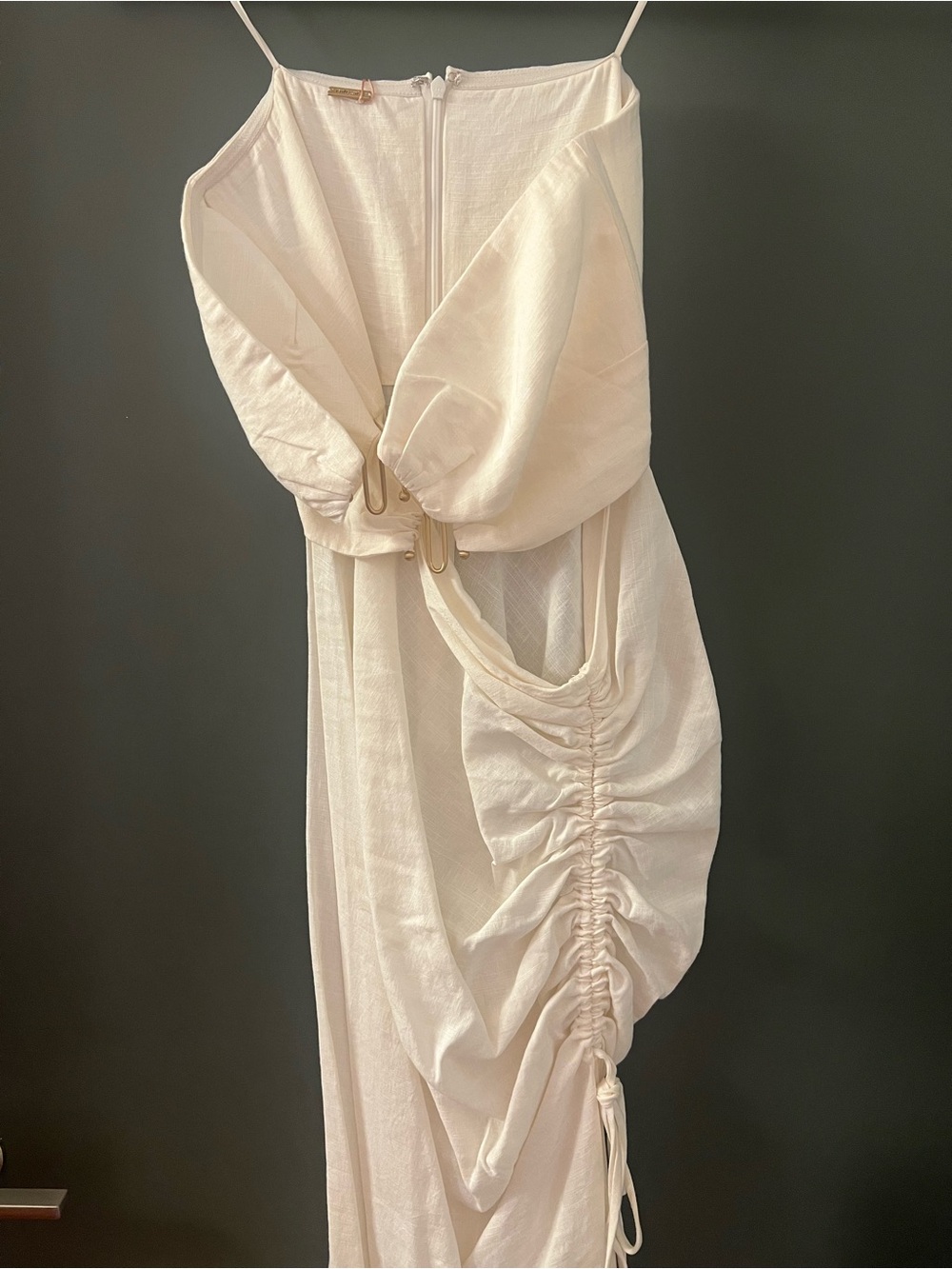 cult gaia Cream Strapless Cutout Ruched Midi Dress - Picture 4 of 4
